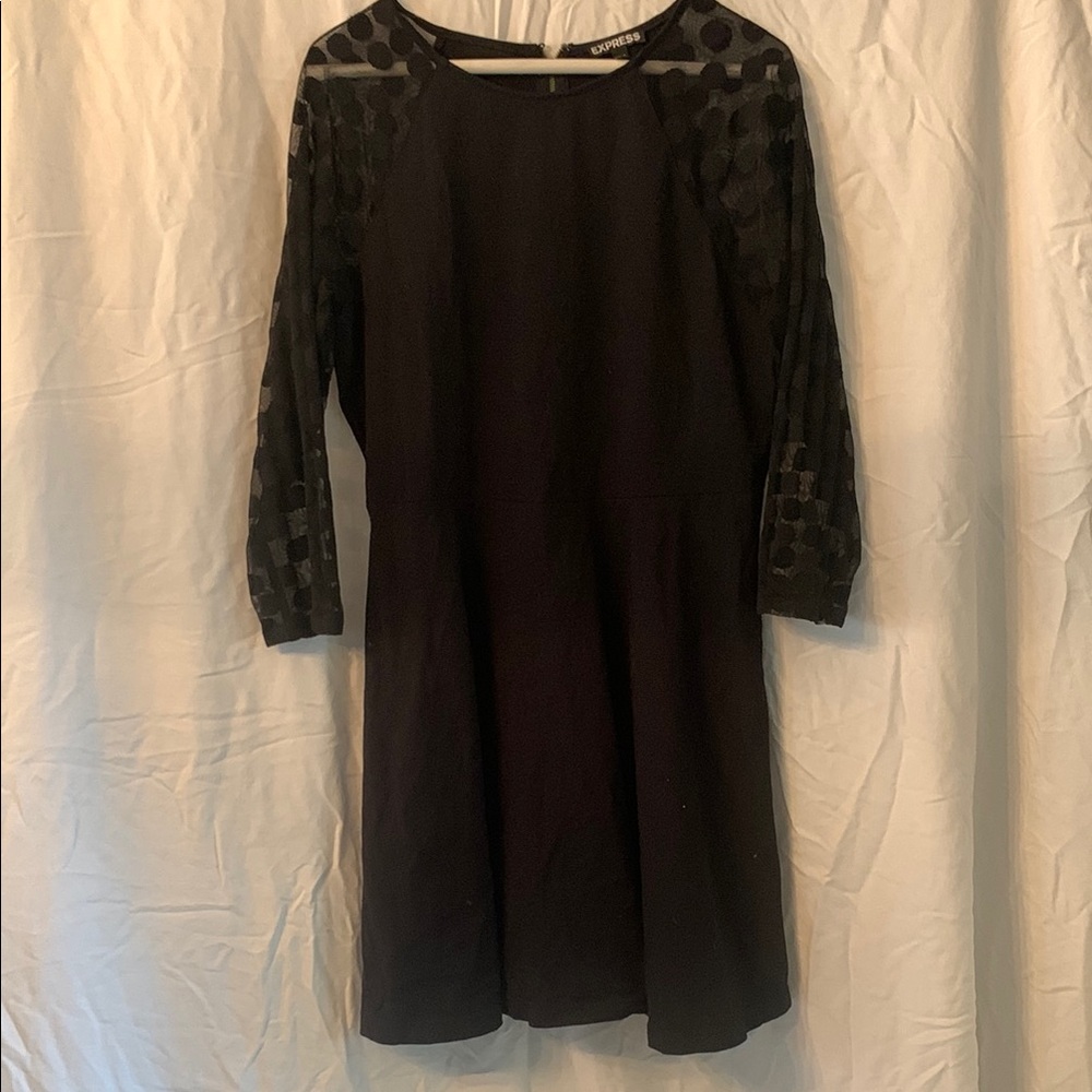 Express Black Sheath Dress with Raglan Sleeves Zipper Back